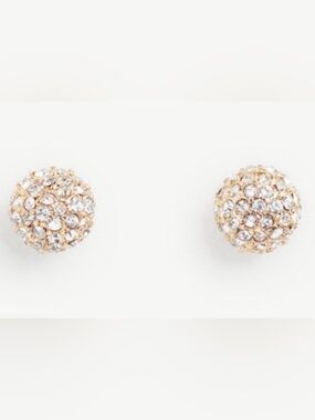 ANN TAYLOR rhinestone cluster pavé ball gold tone pierced stud earrings